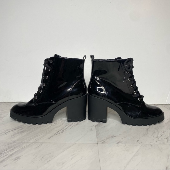 BP Masson Black Patent Heeled Lace Up Boot 8M - Picture 7 of 15
